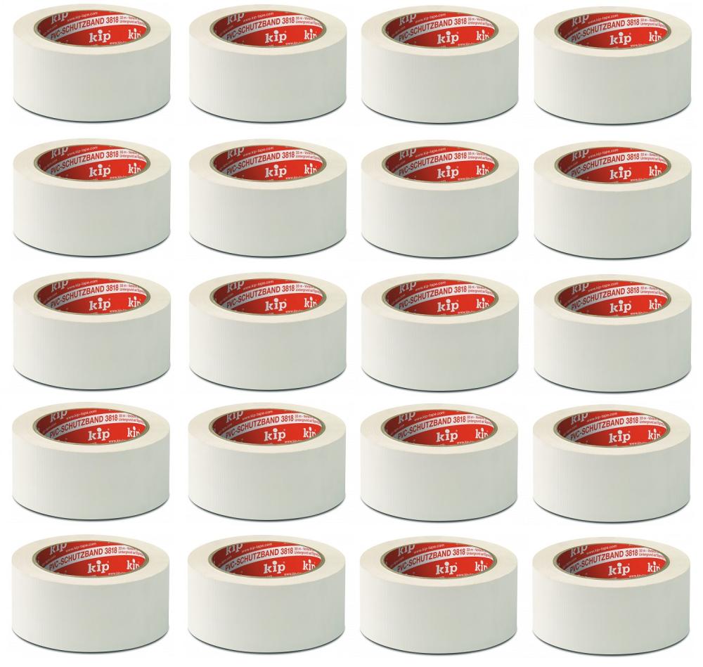 KIP 3818 PVC-Klebeband weiß, quer gerillt 50 mm x 33 m - 20 Rollen